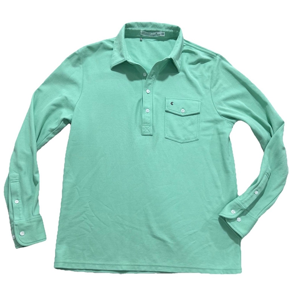 Criquet Long Sleeve Players Shirt Men's M Pima Cotton Polo Mint Green Preppy